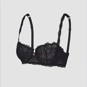 Savage x Fenty Black Lace Unlined Balconette Bra Size 36D